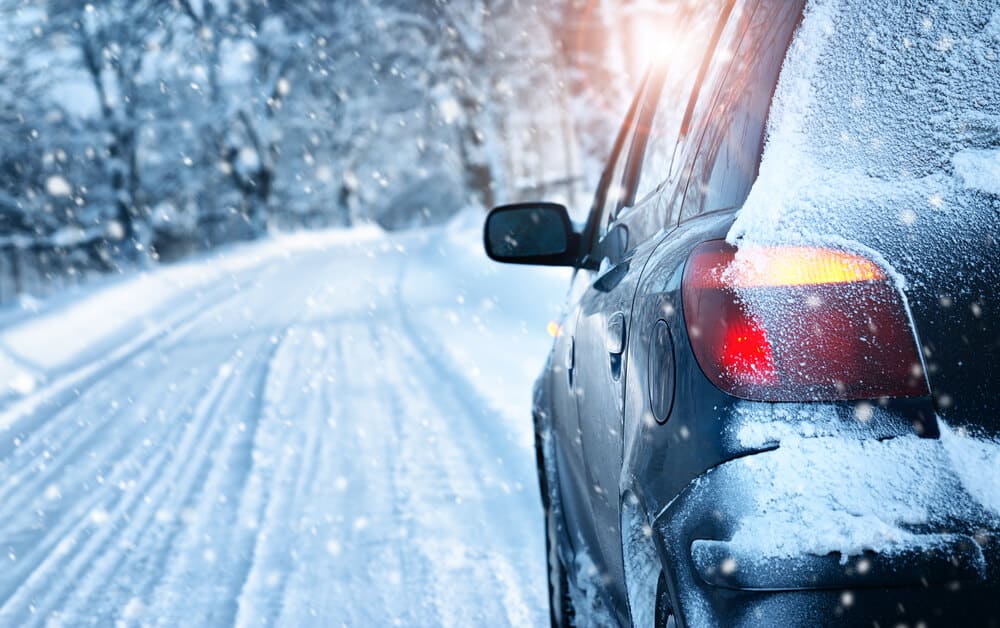 car on winter road