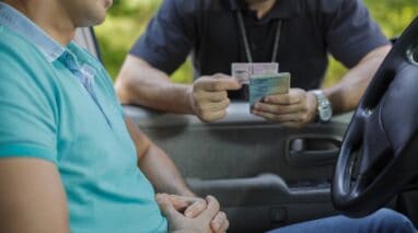 man getting pulled over by cop for dui