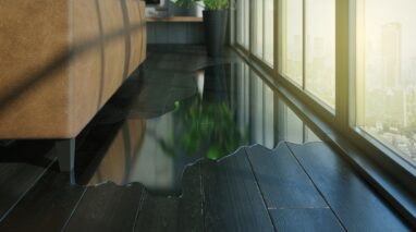 water pooling on the floor in a home