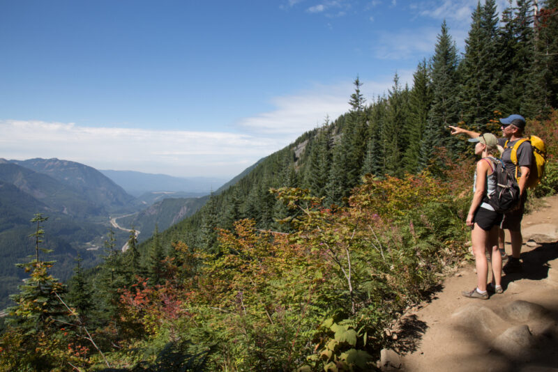 Hikers enjoy the view in Cascade