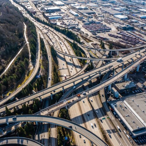 The I-5 interchange in Seattle