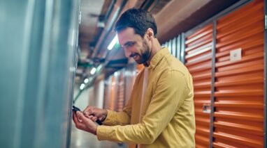 Man locks his storage unit - cheap renters insurance in Washington