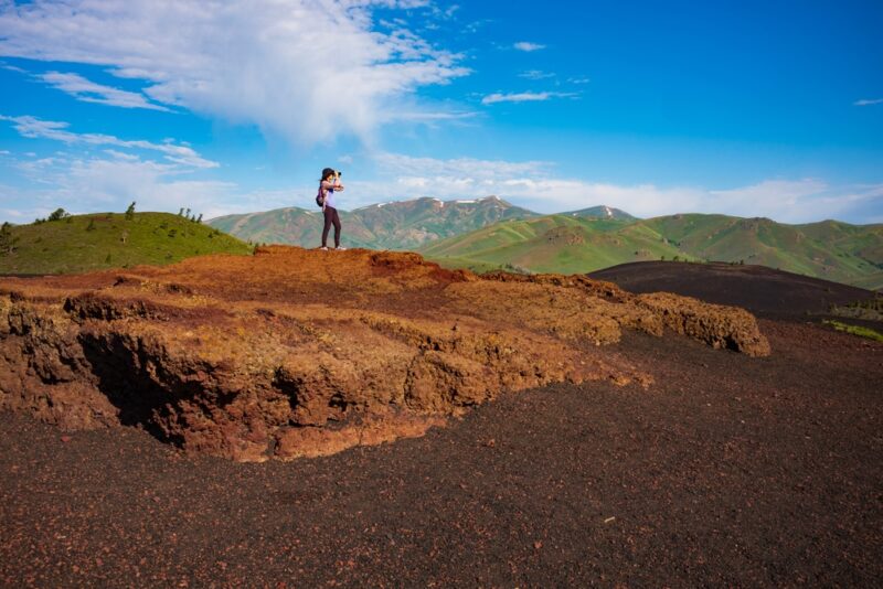 A visitor to Crater of the Moon National Monument