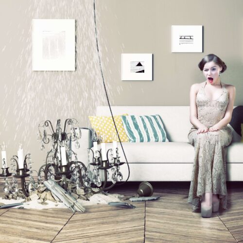 Woman scared because a lamp fell from her ceiling - Vern Fonk, cheap homeowners insurance in Washington